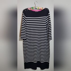 LAUREN RL NWOT Knit Dress | Black & White Stripe | 3/4 Sleeve | size 1X